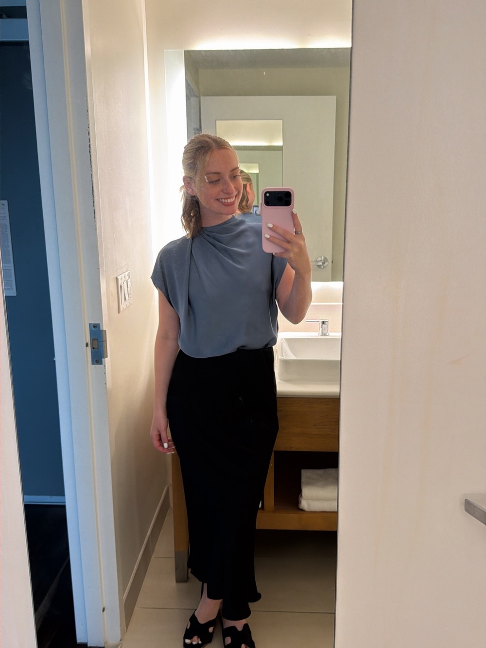 Artizia Nominee Satin Blouse in Vintage Navy